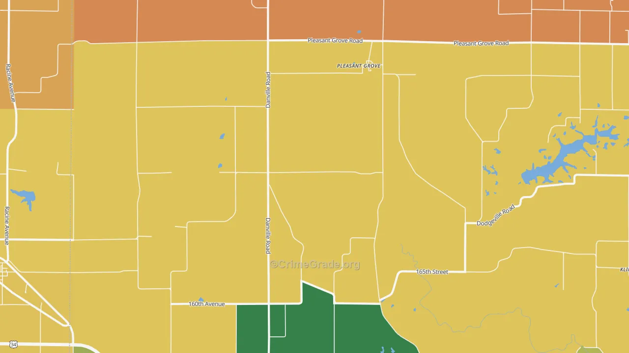 Pleasant Grove, IA Map of Theft Rates