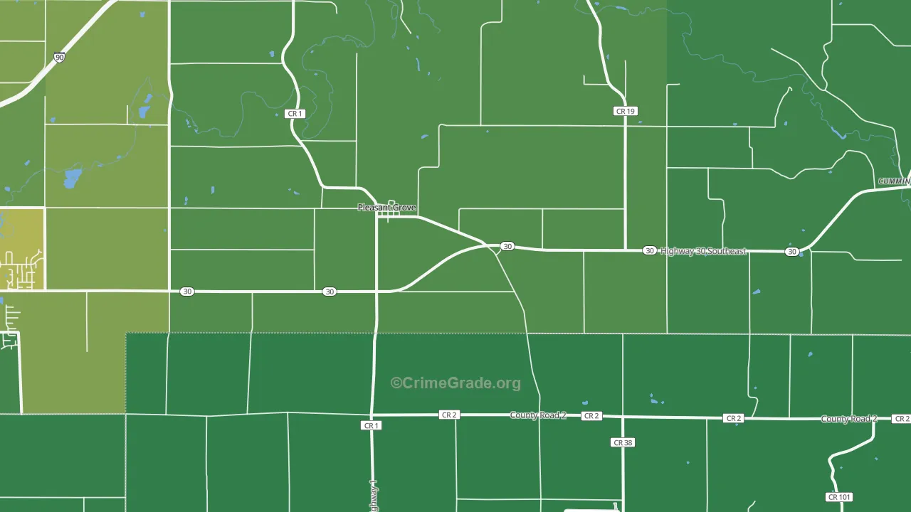 Pleasant Grove, MN Map of Theft Rates