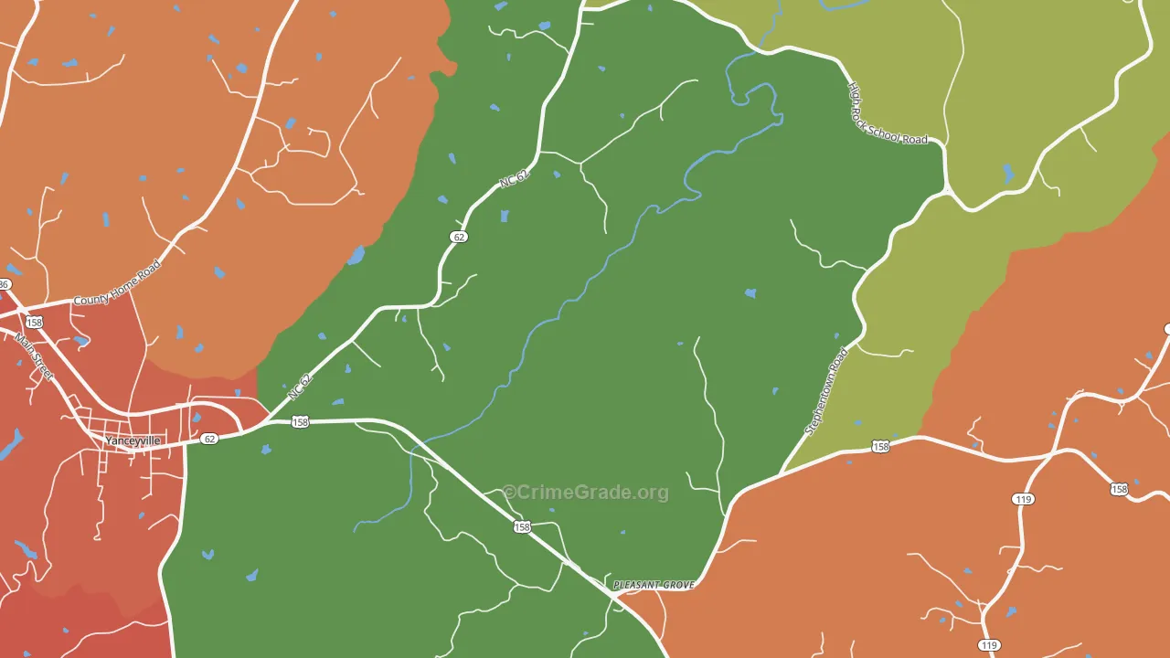 Pleasant Grove, NC Map of Theft Rates