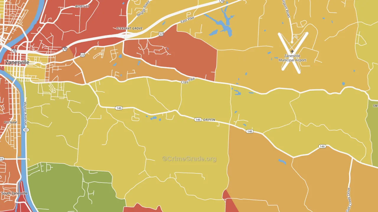 Pleasant Grove, OH Map of Theft Rates