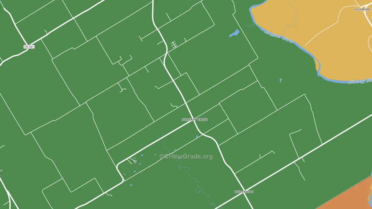 Pleasant Grove, TX Map of Theft Rates