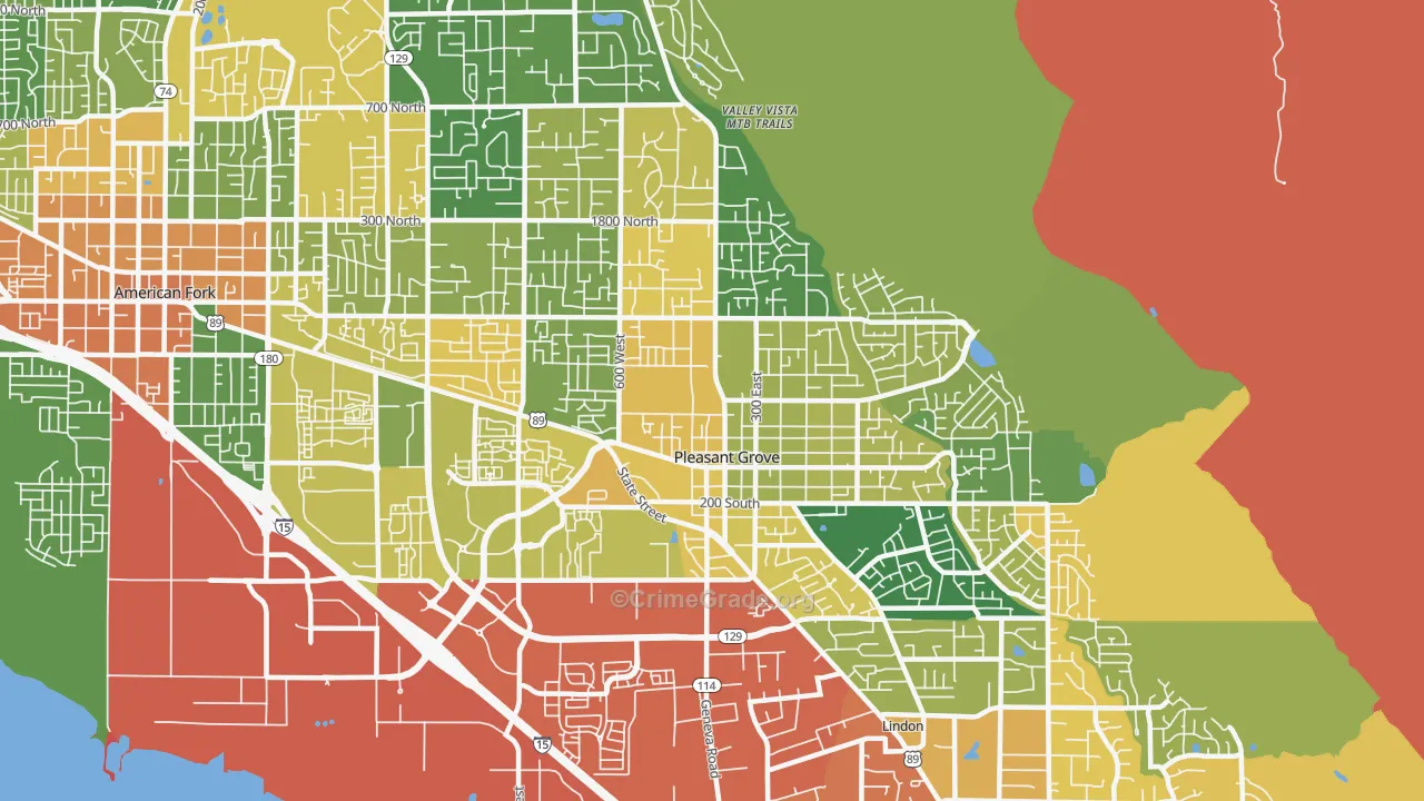 Pleasant Grove, UT Map of Theft Rates