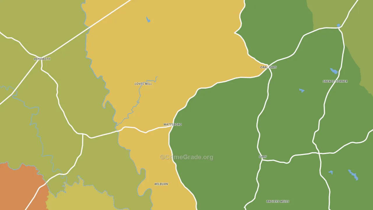 Pleasant Grove, VA Map of Theft Rates