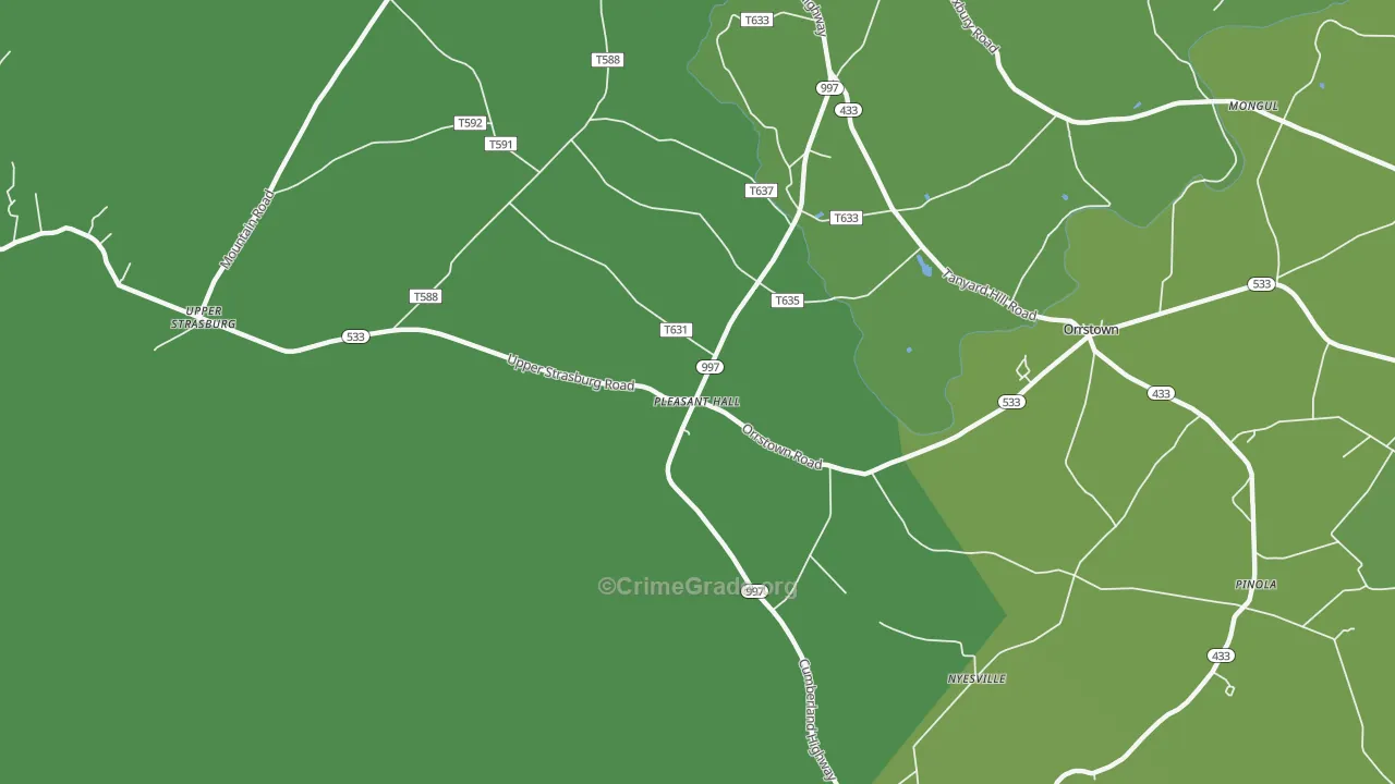 Pleasant Hall, PA Map of Theft Rates