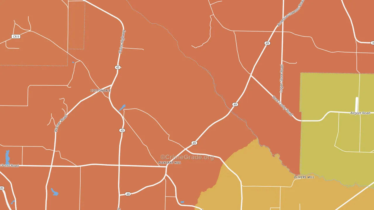 Pleasant Hill, GA Map of Theft Rates