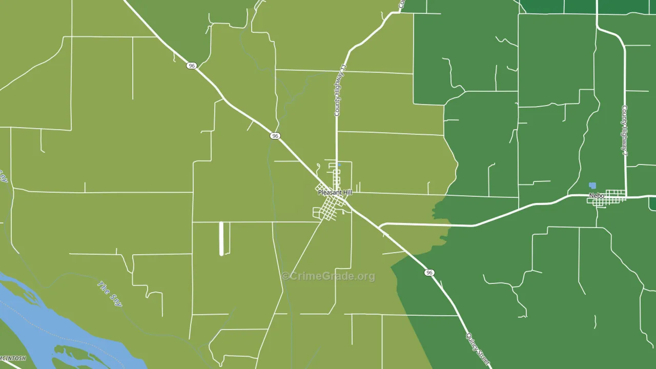 Pleasant Hill, IL Map of Theft Rates