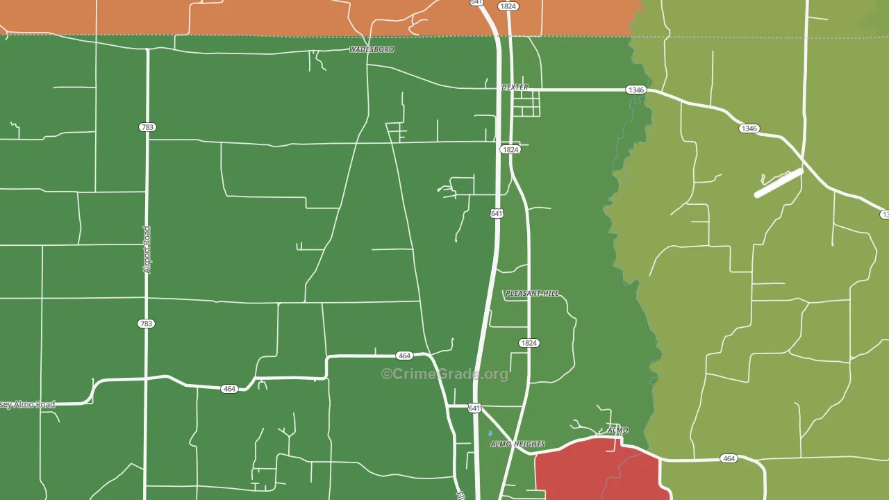 Pleasant Hill, KY Map of Theft Rates