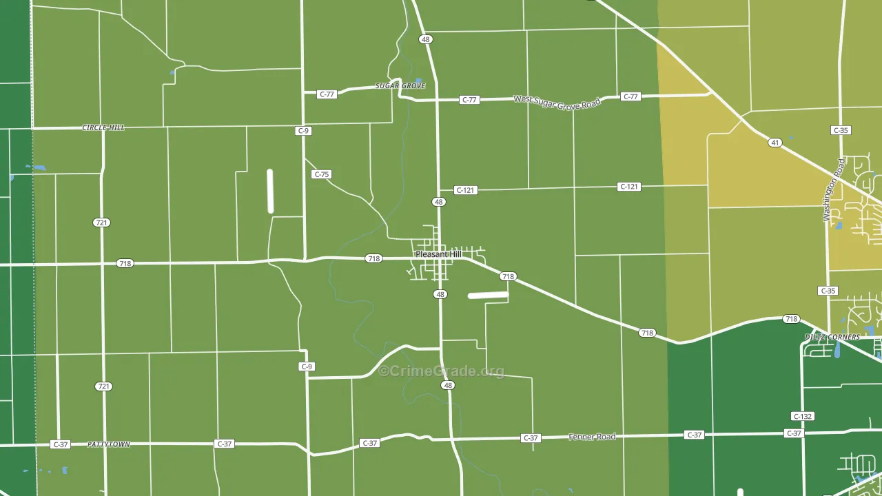 Pleasant Hill, OH Map of Theft Rates