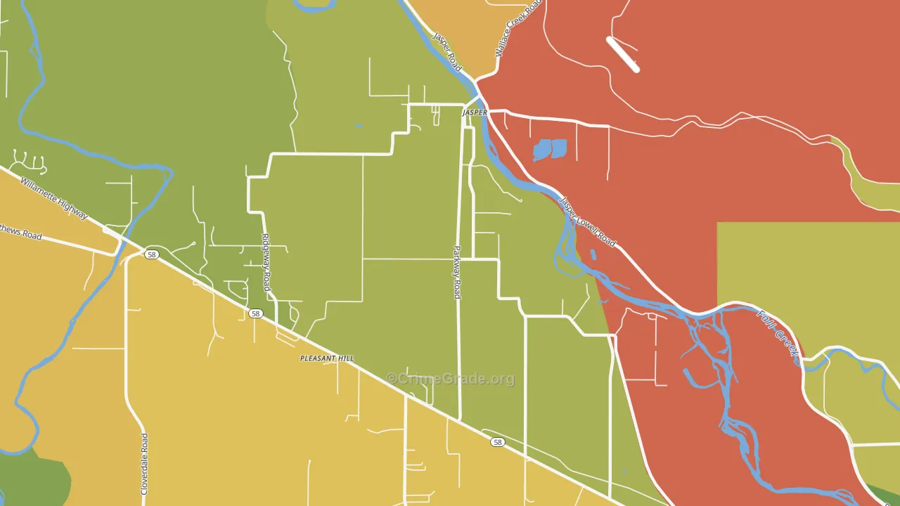 Pleasant Hill, OR Map of Theft Rates