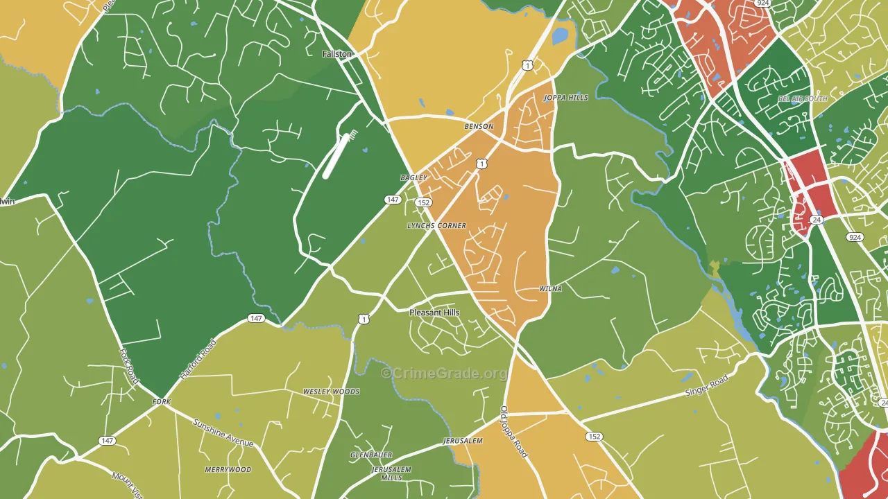 Pleasant Hills, MD Map of Theft Rates