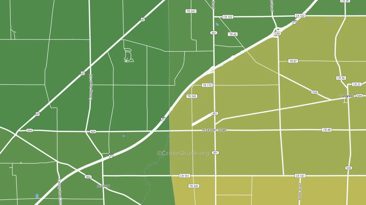 Pleasant Home, OH Map of Theft Rates