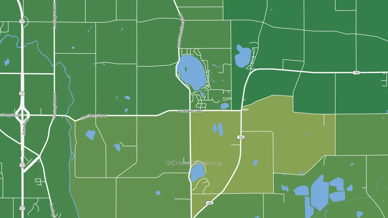 Pleasant Lake, MI Map of Theft Rates