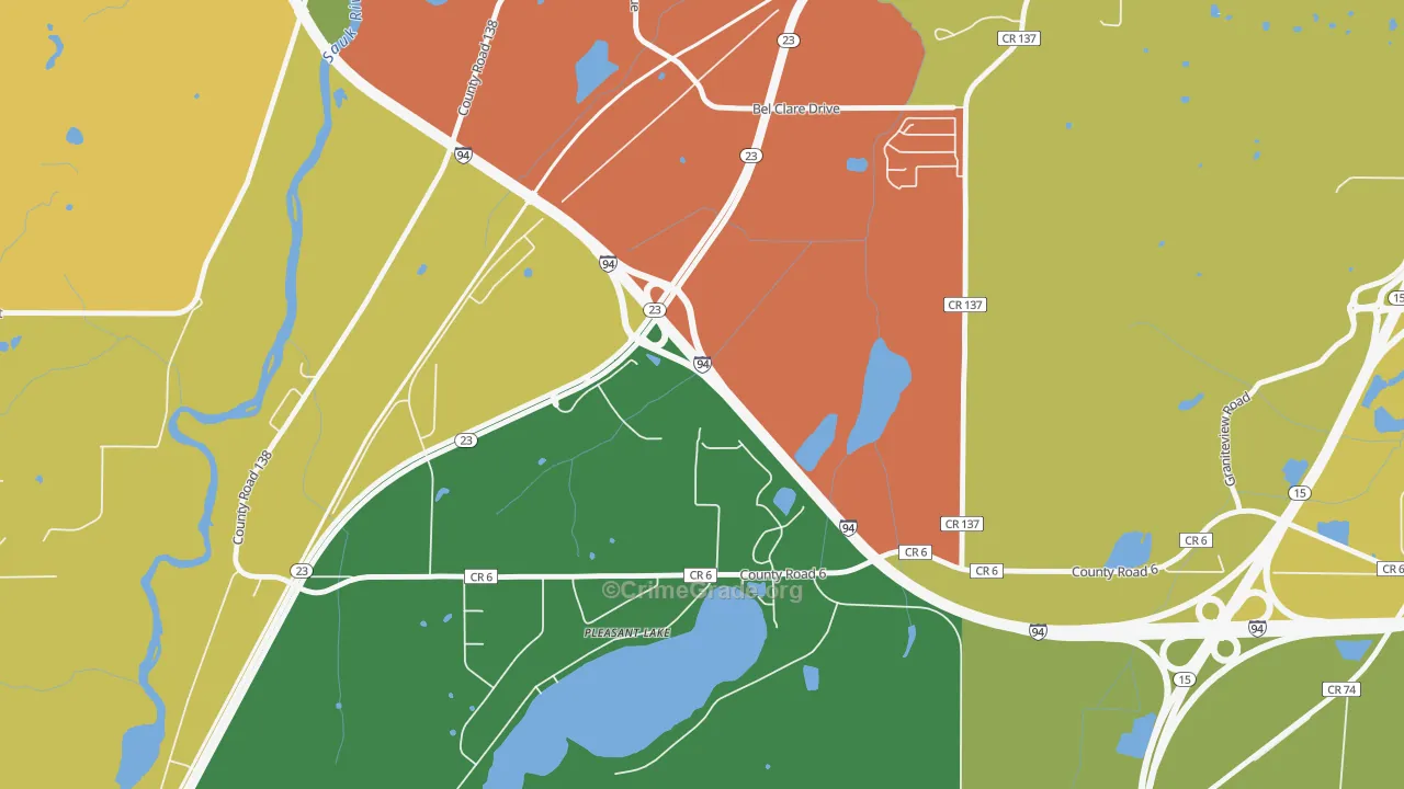 Pleasant Lake, MN Map of Theft Rates