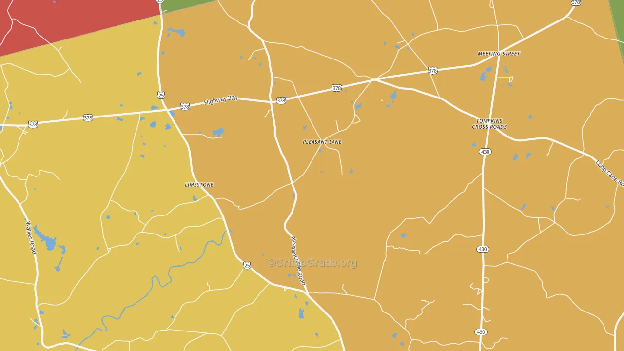 Pleasant Lane, SC Map of Theft Rates