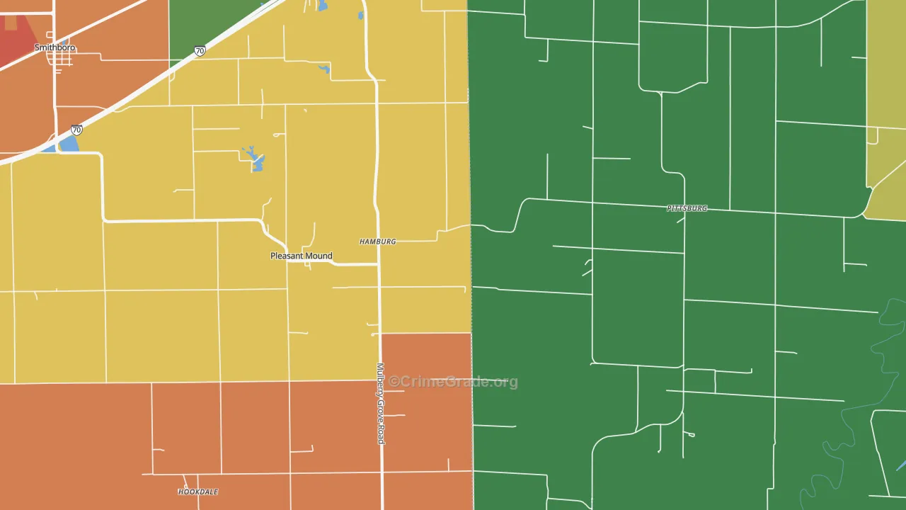 Pleasant Mound, IL Map of Theft Rates