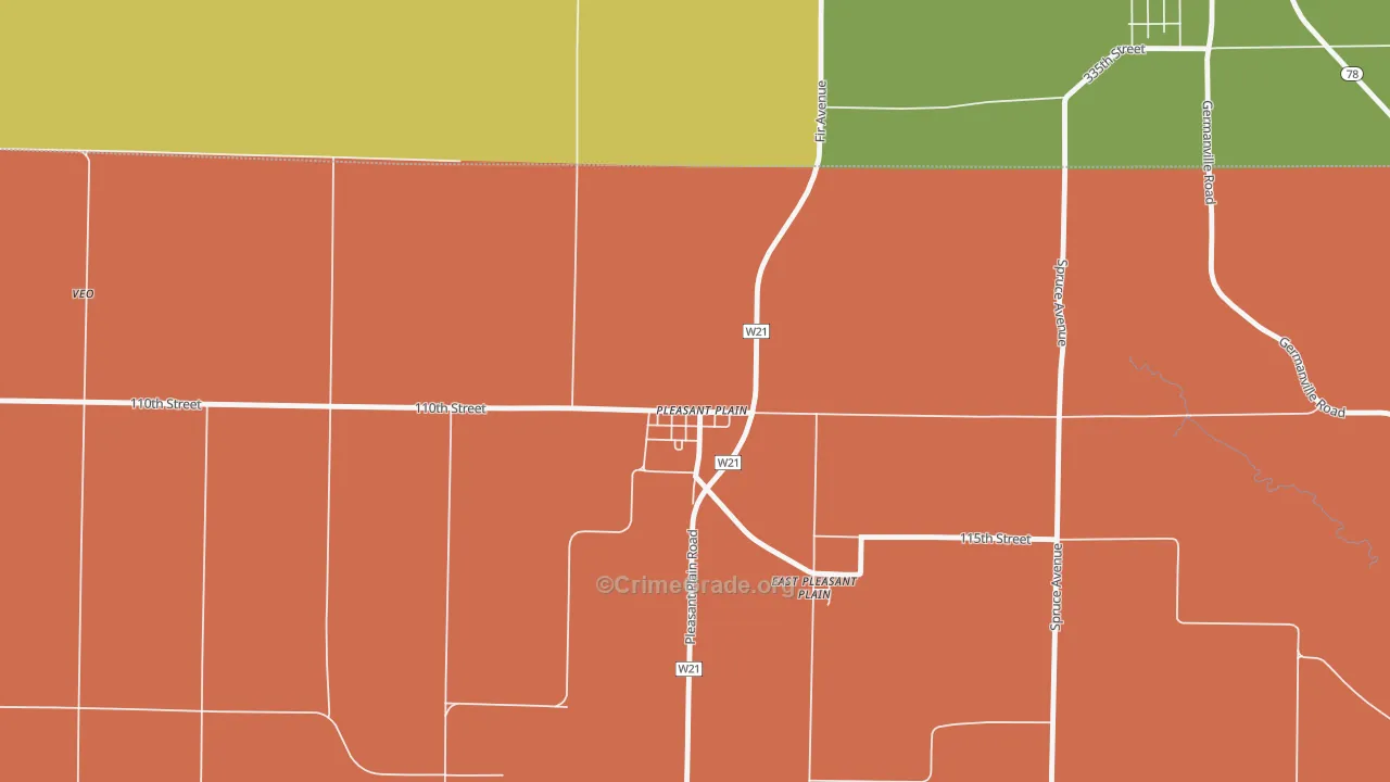Pleasant Plain, IA Map of Theft Rates