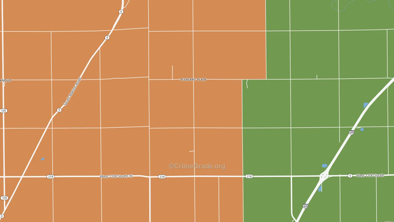 Pleasant Plain, IN Map of Theft Rates