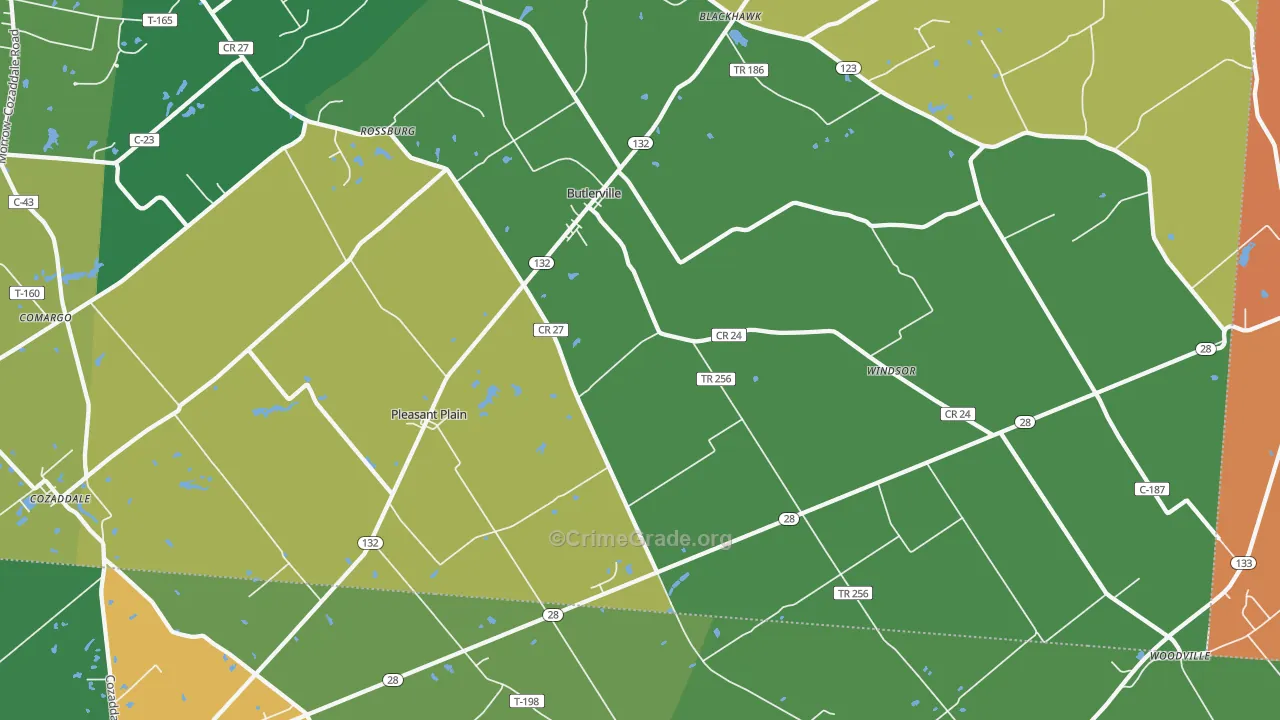 Pleasant Plain, OH Map of Theft Rates