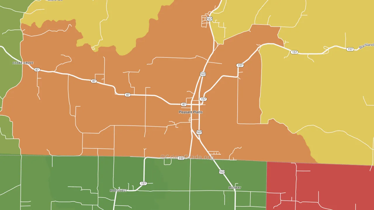 Pleasant Plains, AR Map of Theft Rates