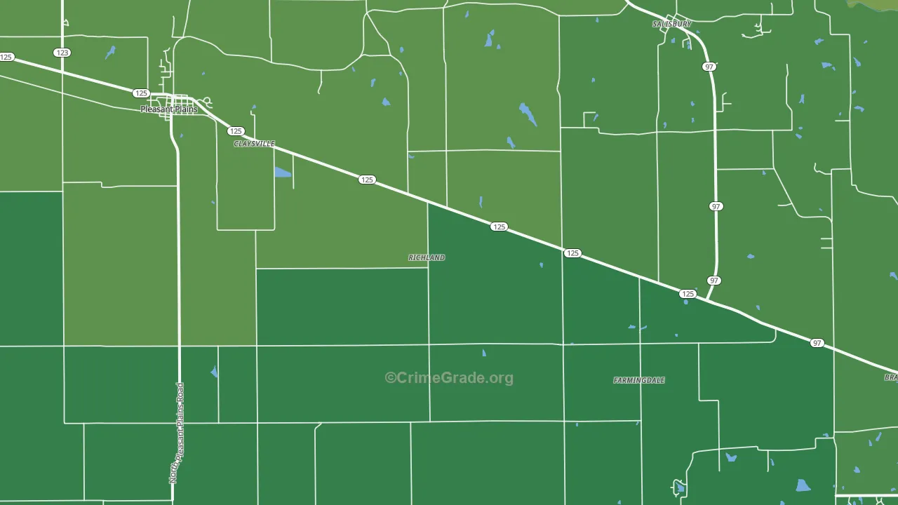 Pleasant Plains, IL Map of Theft Rates