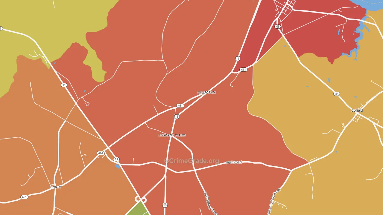 Pleasant Plains, NC Map of Theft Rates