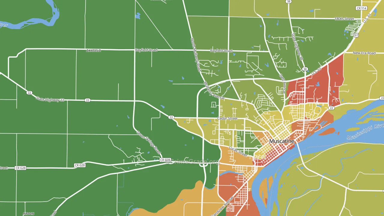 Pleasant Prairie, IA Map of Theft Rates