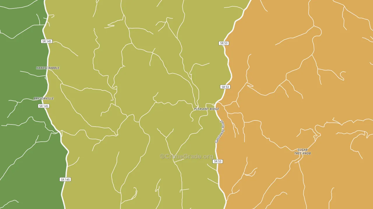 Pleasant Ridge, TN Map of Theft Rates