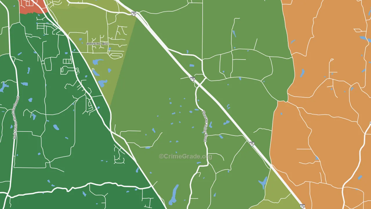 Pleasant Valley, GA Map of Theft Rates