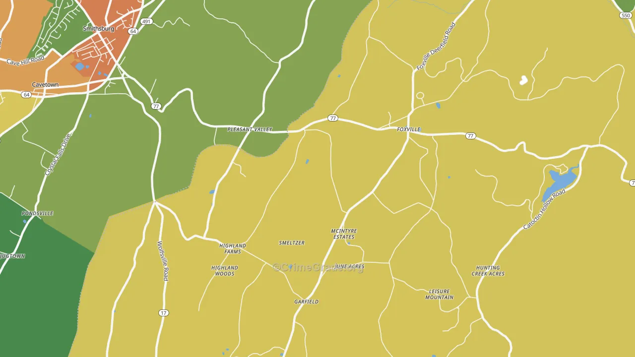 Pleasant Valley, MD Map of Theft Rates