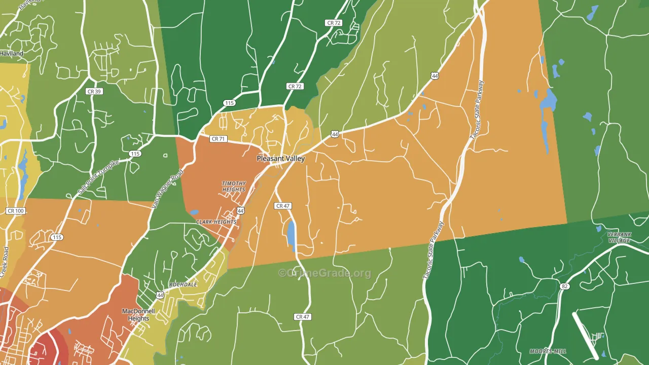 Pleasant Valley, NY Map of Theft Rates