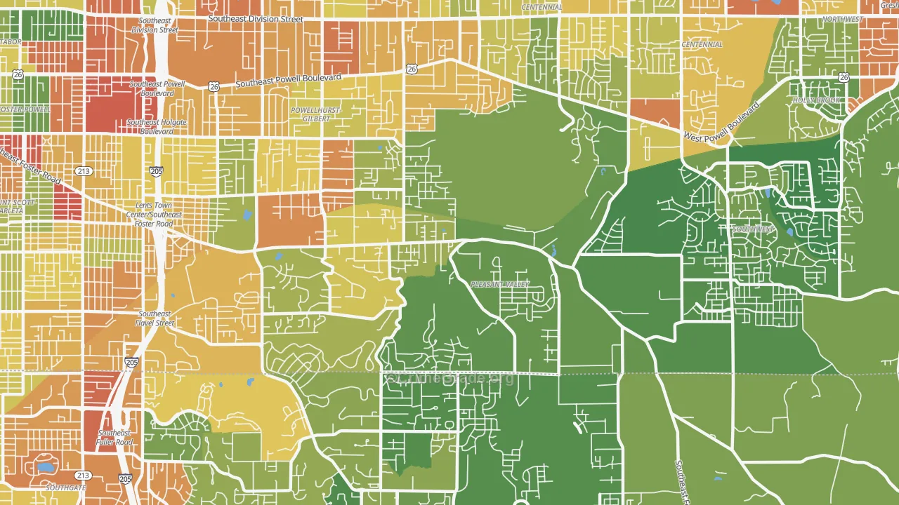 Pleasant Valley, Portland, OR Map of Theft Rates