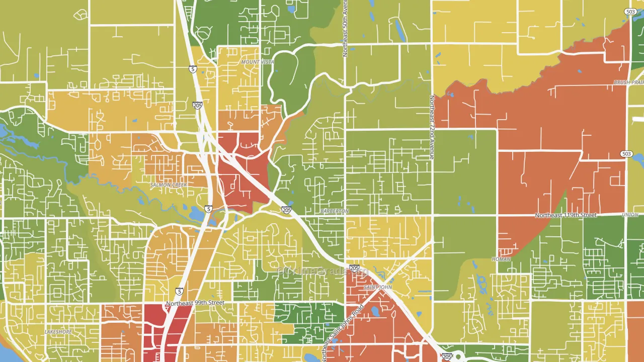 Pleasant Valley, Vancouver, WA Map of Theft Rates