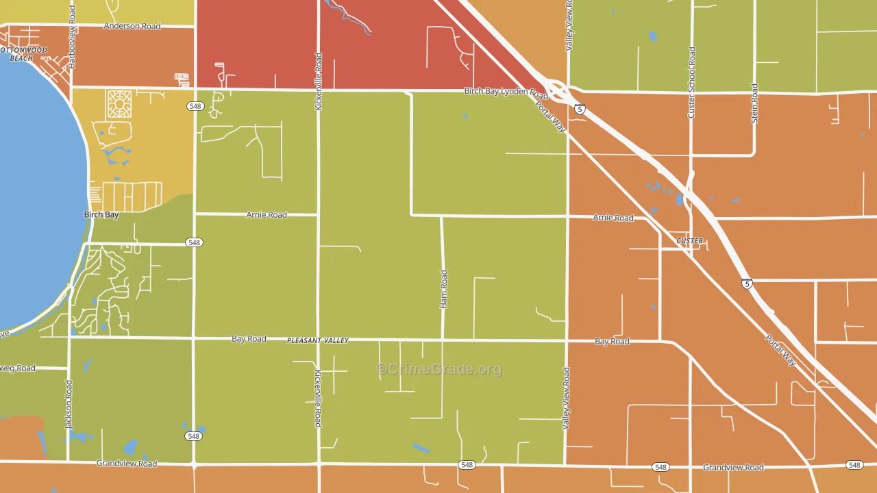 Pleasant Valley, WA Map of Theft Rates