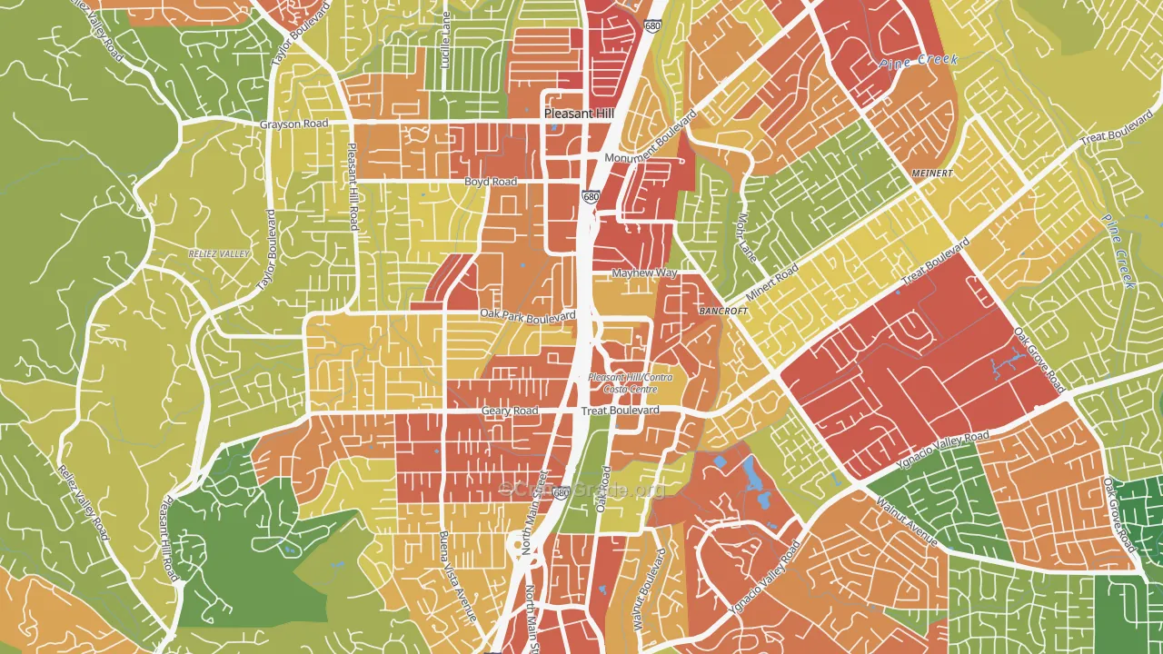 Pleasant Valley, Walnut Creek, CA Map of Theft Rates