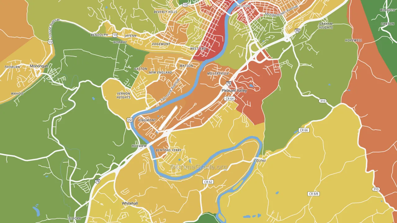 Pleasant Valley, WV Map of Theft Rates