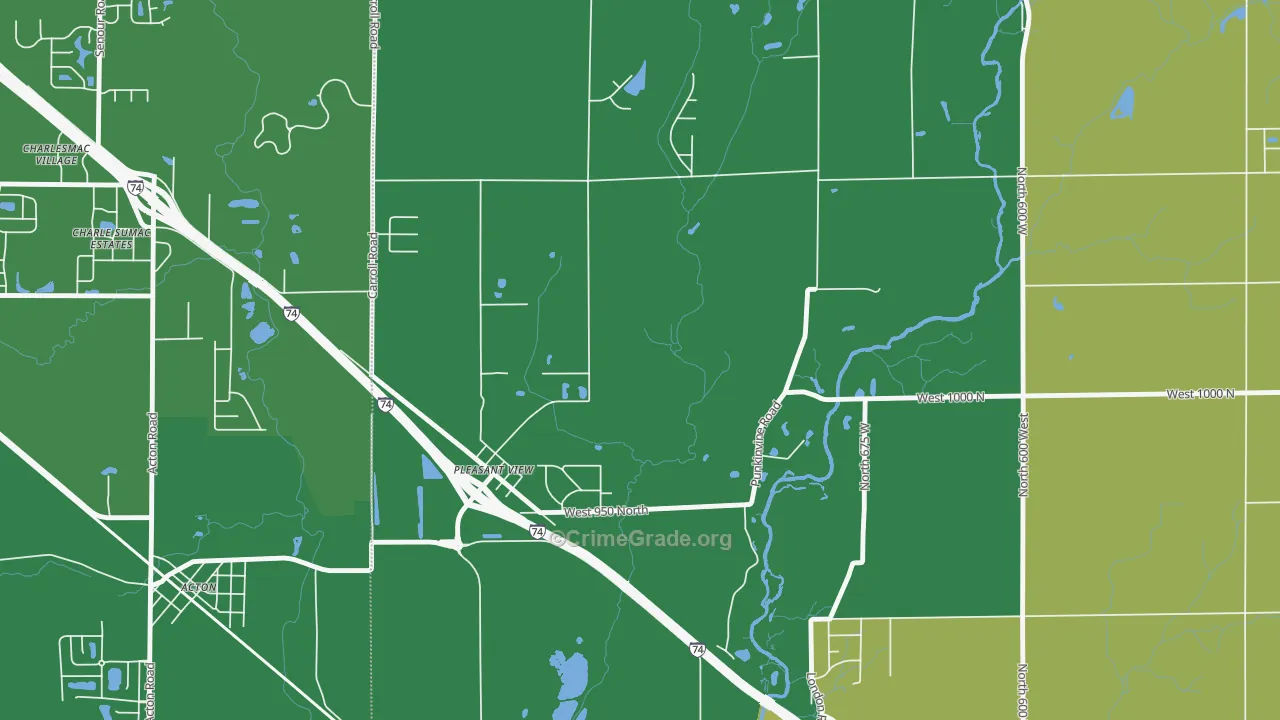 Pleasant View, IN Map of Theft Rates