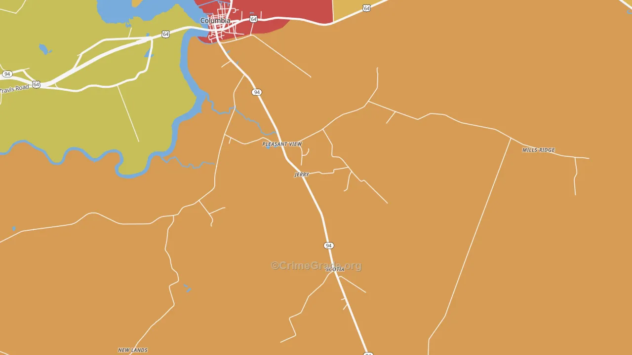 Pleasant View, NC Map of Theft Rates