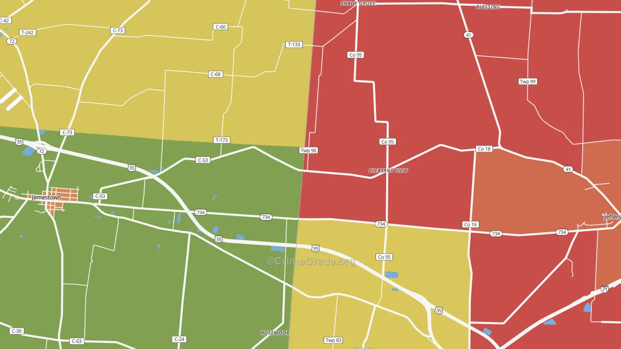 Pleasant View, OH Map of Theft Rates