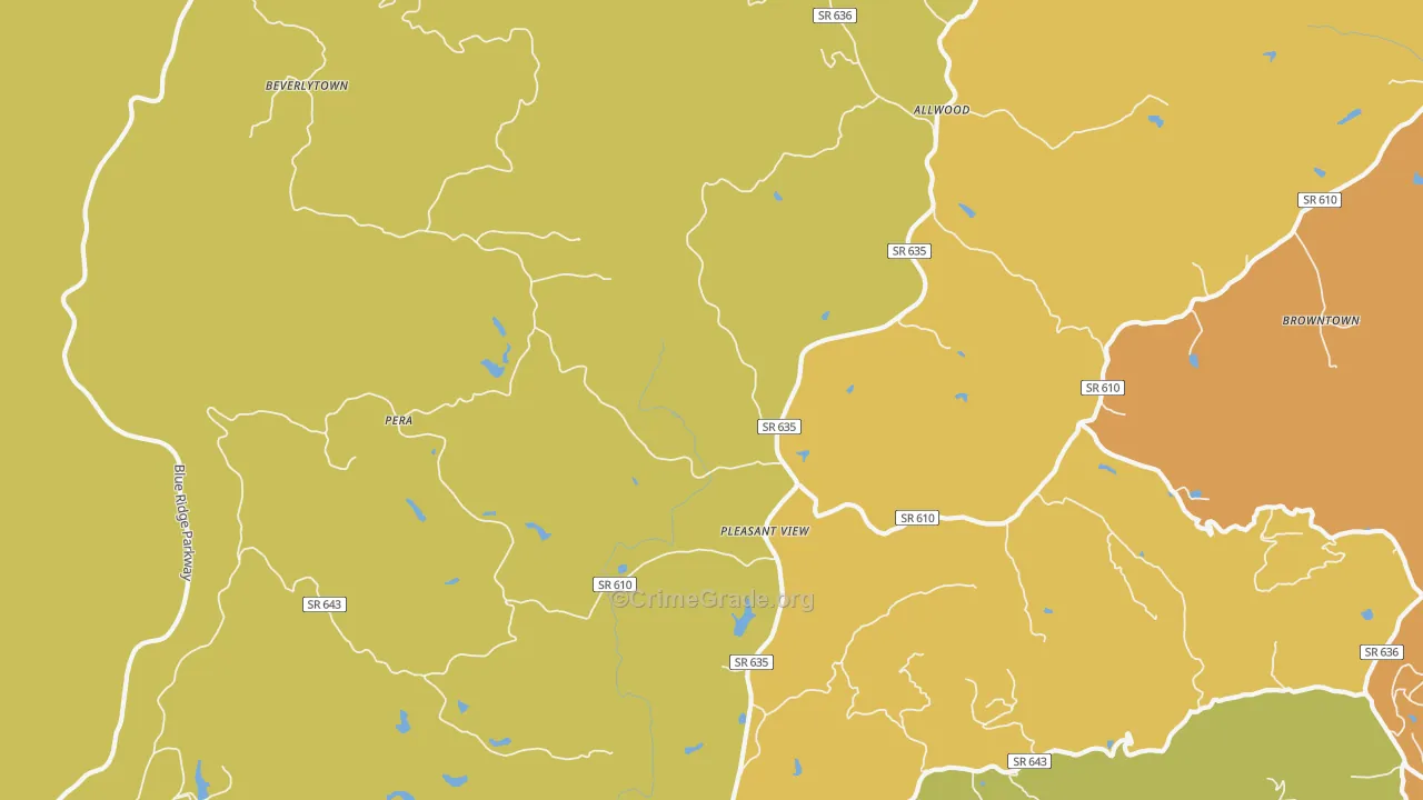 Pleasant View, VA Map of Theft Rates