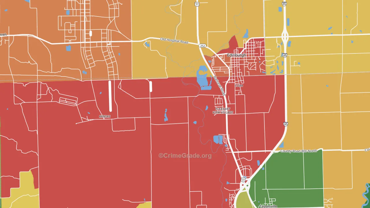 Pleasant View Village, IN Map of Theft Rates