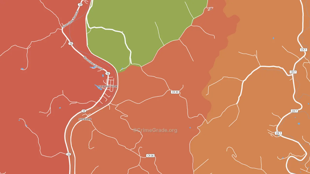 Pleasant View, WV Map of Theft Rates
