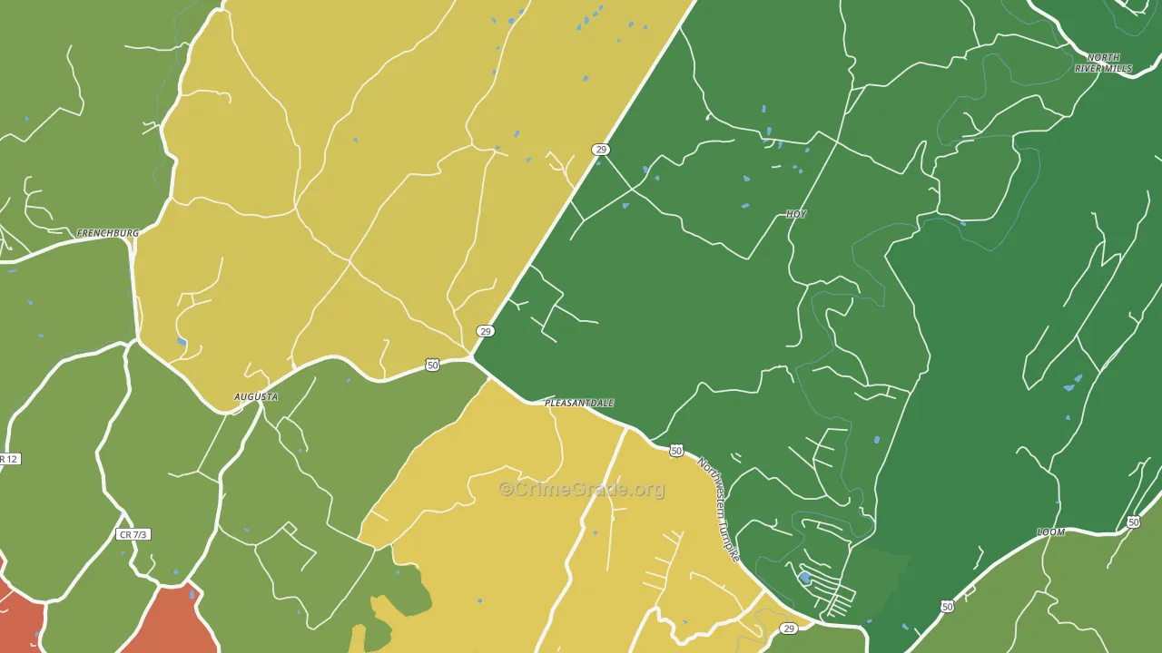 Pleasantdale, WV Map of Theft Rates