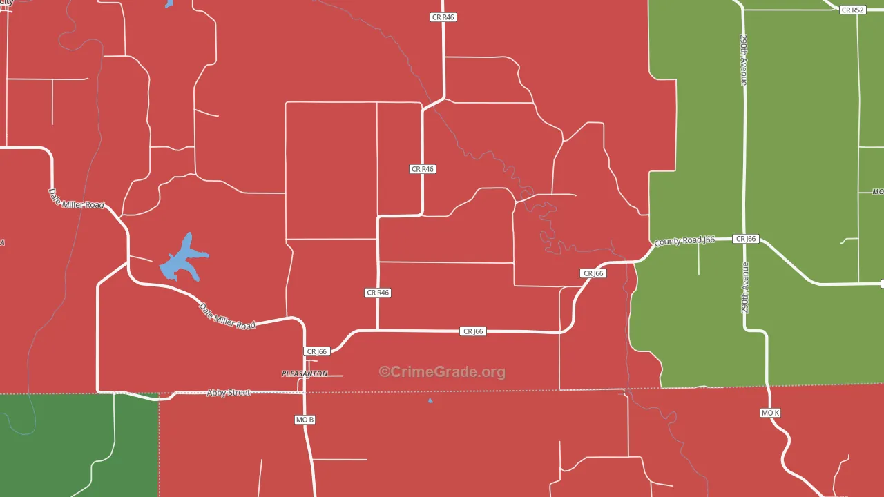 Pleasanton, IA Map of Theft Rates
