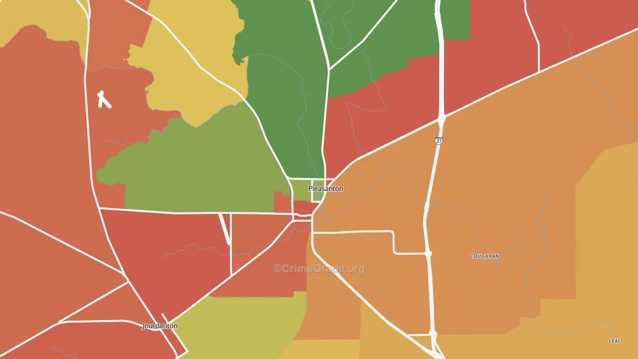 Pleasanton, TX Map of Theft Rates