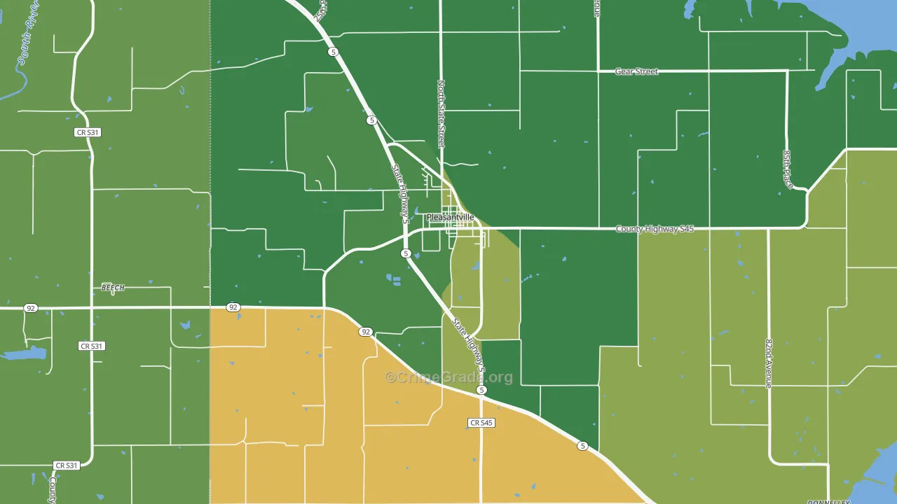 Pleasantville, IA Map of Theft Rates