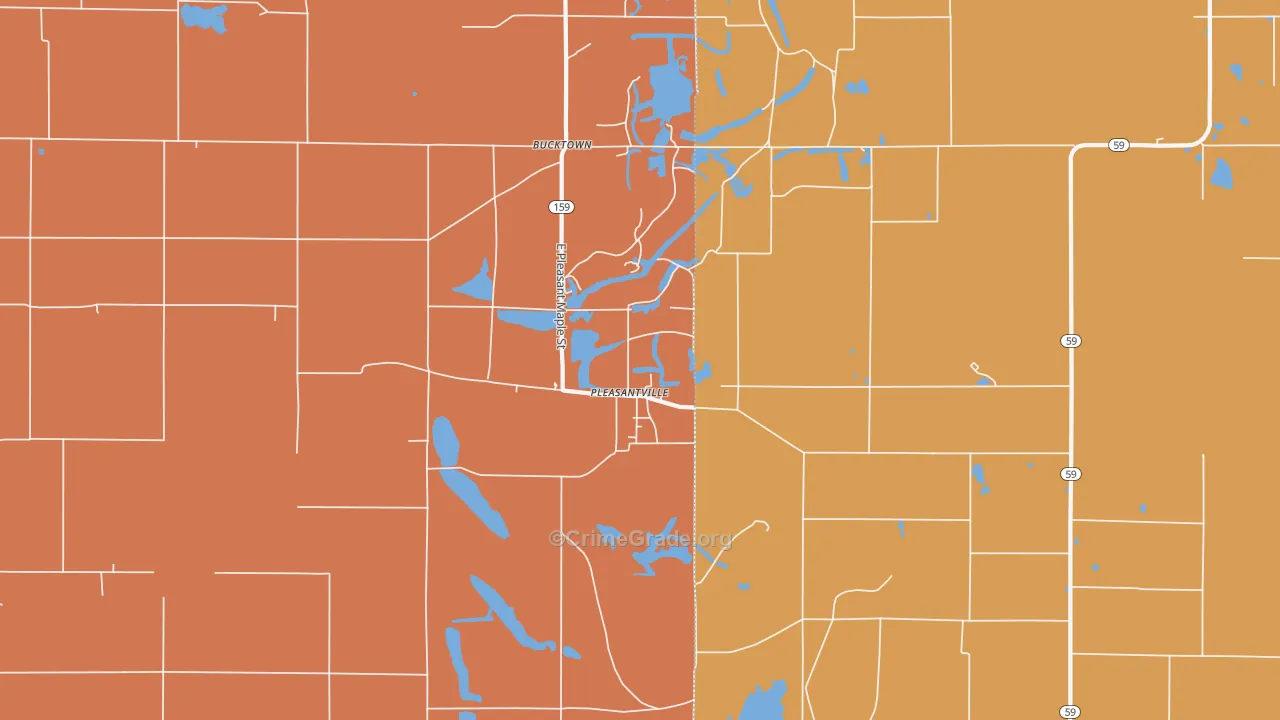 Pleasantville, IN Map of Theft Rates