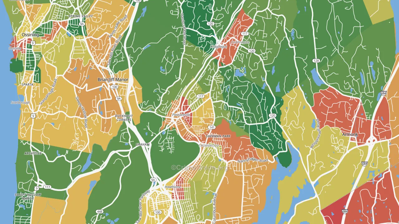 Pleasantville, NY Map of Theft Rates