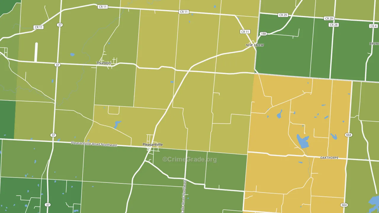 Pleasantville, OH Map of Theft Rates