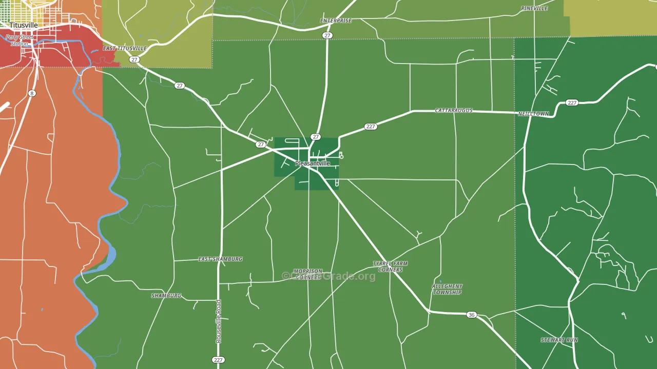 Pleasantville, PA Map of Theft Rates
