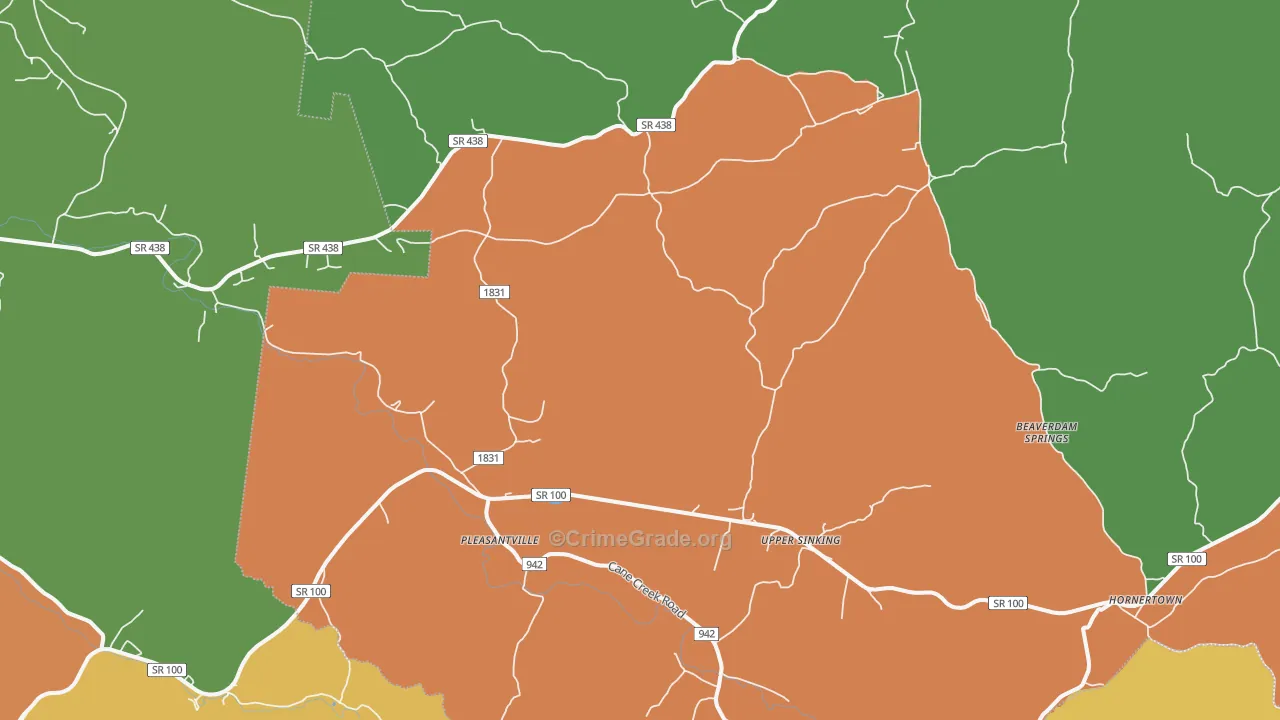 Pleasantville, TN Map of Theft Rates
